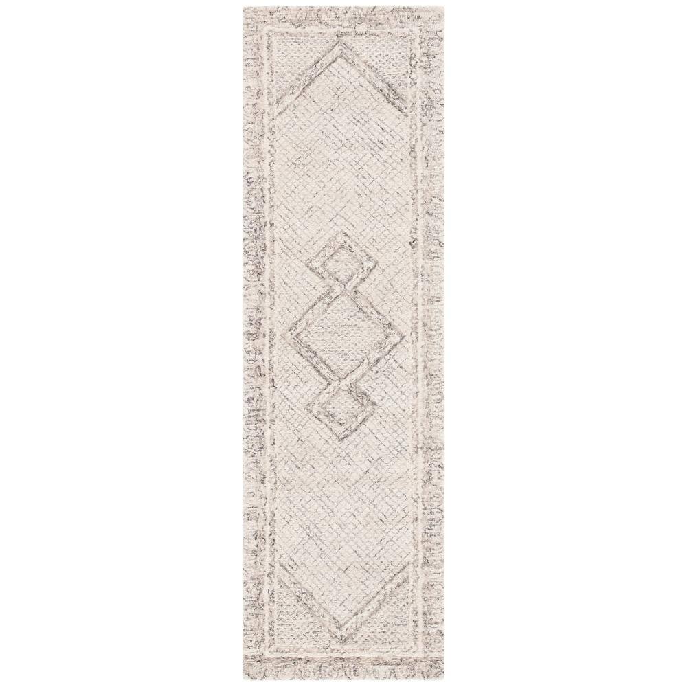 Ivory and Grey Hand Tufted Wool Runner Rug