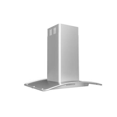 Milano 36 in. Convertible Island Mount Range Hood with LED Lights in Stainless Steel