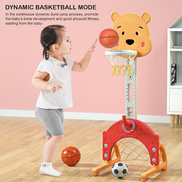 luge kollision Overgang TIRAMISUBEST Orange 3-in-1 Kids Basketball Hoop Set Stand with Ring Toss,  Basketball and Football, Kids Gift SYXY92457645 - The Home Depot