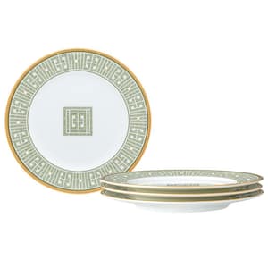 Infinity Green Gold 6.5 in. (Green) Bone China Bread and Butter Plates, (Set of 4)