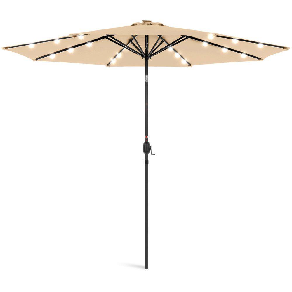 10 ft. Steel Market Solar Tilt Patio Umbrella in Sand