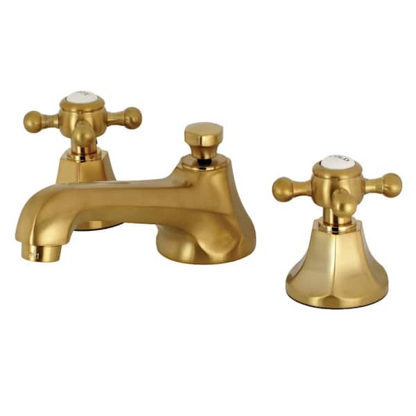 Modern 8 in. Widespread 2-Handle High-Arc Bathroom Faucet in Brushed Brass