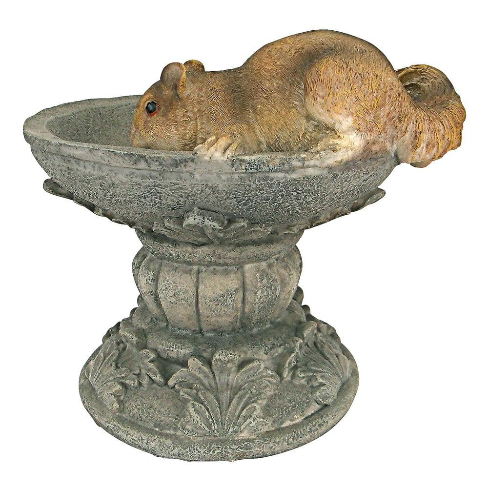 Hand-Painted Resin Woodland Squirrel Garden Birdbath Statue