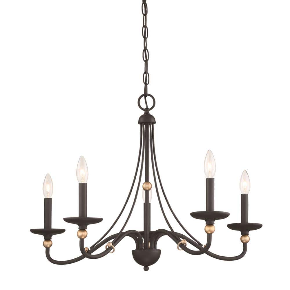 Westchester County 5-Light Sand Black with Skyline Gold Leaf Chandelier price history on PriceWatchPro
