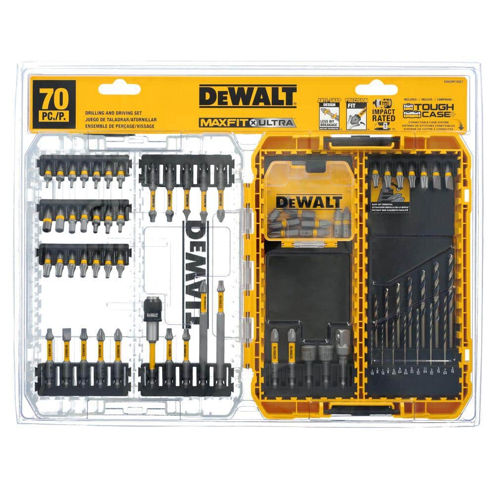DEWALT Maxfit Ultra Steel Screw Driving and Drill Bit Set (70-Piece) with Toughcase DWAUMF70SET