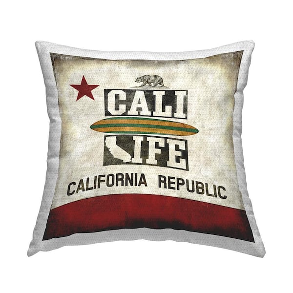 Stupell Industries Cali Life California Vintage Multi-Color Square Outdoor Throw Pillow