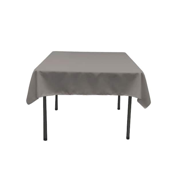 LA Linen 52 in. x 52 in. Dark Gray Polyester Poplin Square Tablecloth