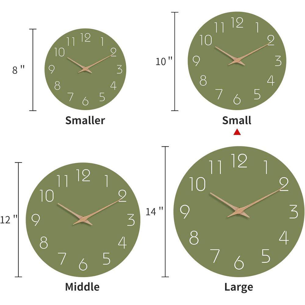 Olive Green 10-Inch Silent PVC Wall Clock