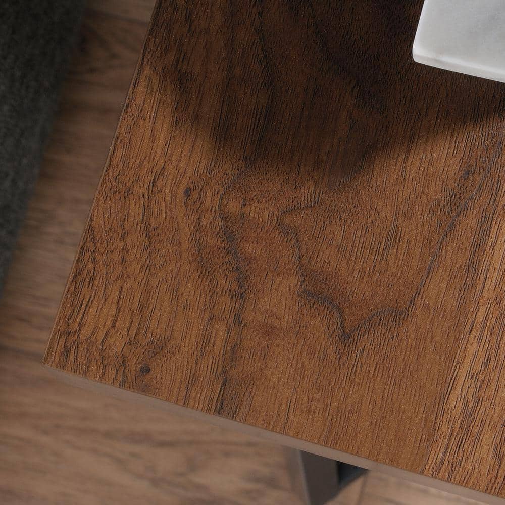 Grand Walnut & Metal Geometric Side Table