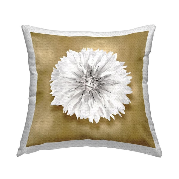 Stupell Industries Glam and White Dahlia Gold Square Outdoor Throw Pillow