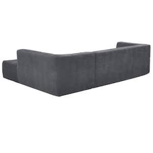 110.2 in. 2-Piece Chenille Upholstered L-Shaped Sectional Sofa in. Dark Gray
