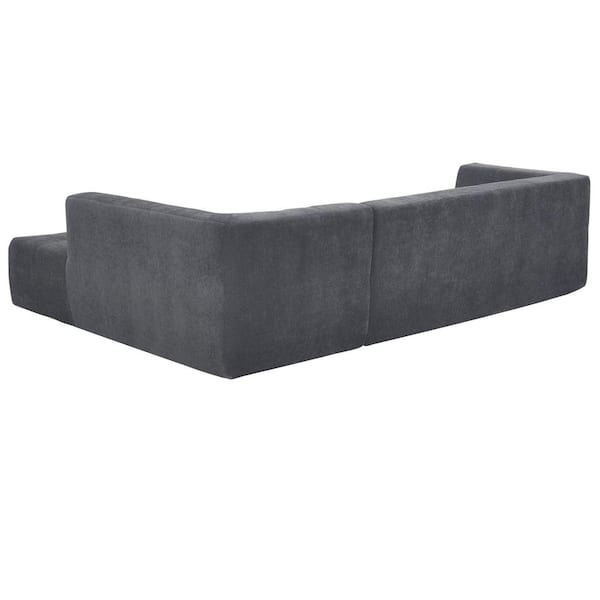 Nestfair 110.2 in. 2-Piece Chenille Upholstered L-Shaped Sectional Sofa in. Dark Gray