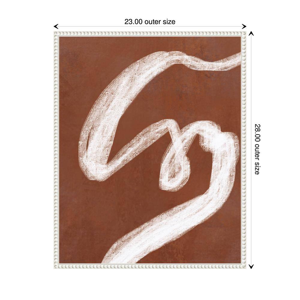 Phantom Thread I Abstract Brown and White Canvas Art with Beaded Frame