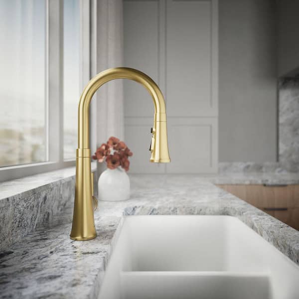 KOHLER Tone Single Handle Pull Down Sprayer Kitchen Faucet in