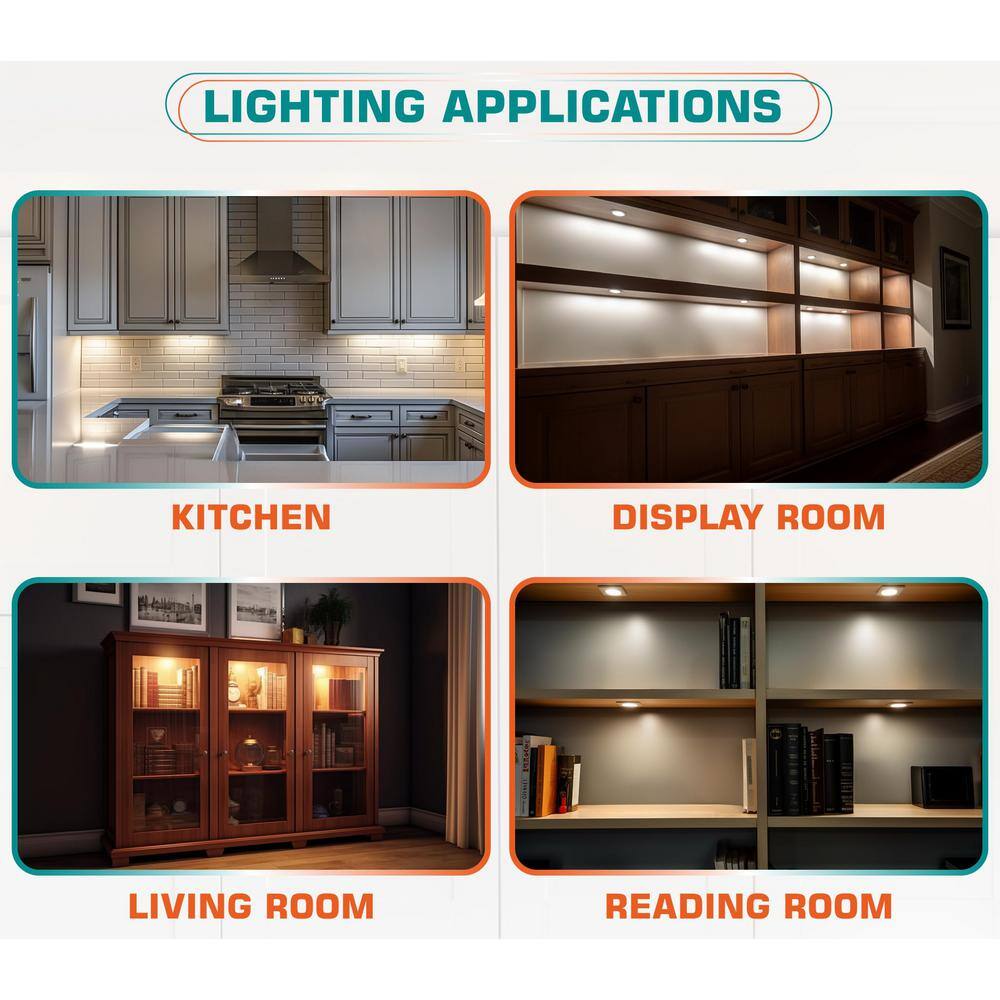 Super Bright White Aluminum LED Under Cabinet Puck Light 2-Pack