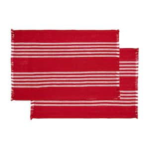Arendal 13 in. x 19 in. Red and White Stripe Cotton Blend Placemat (Set of 2)