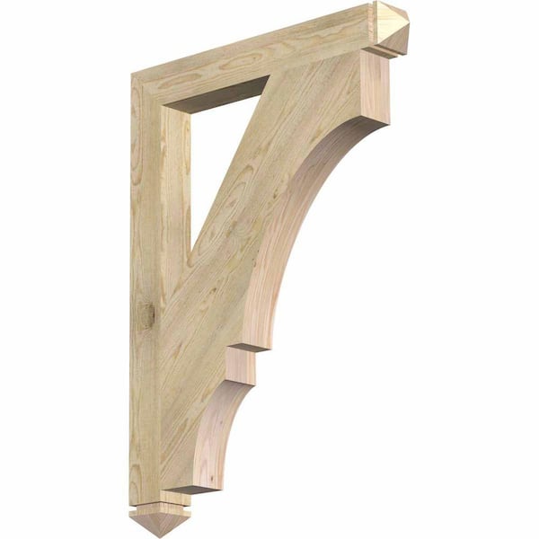 Ekena Millwork 4 in. x 44 in. x 32 in. Douglas Fir Balboa Arts and Crafts Rough Sawn Bracket