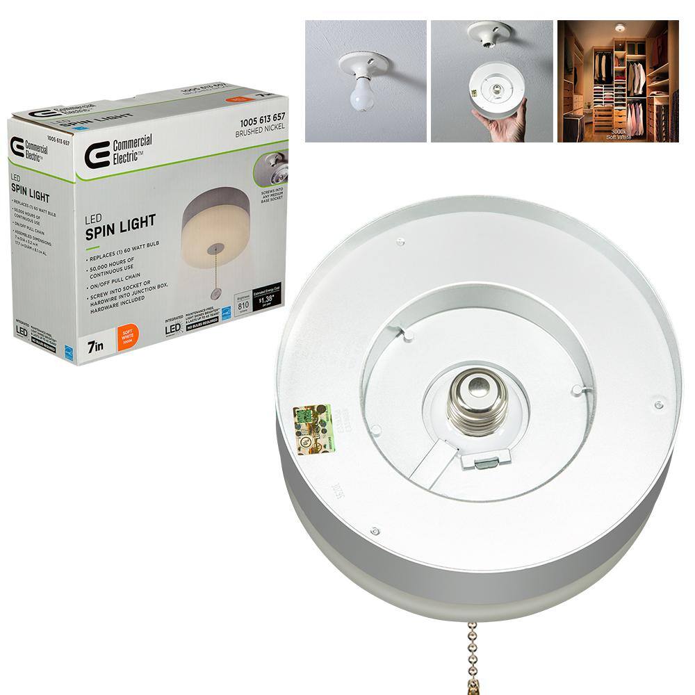 Commercial Electric 60Watt Equivalent E26 Spin Light 7 in. LED Light