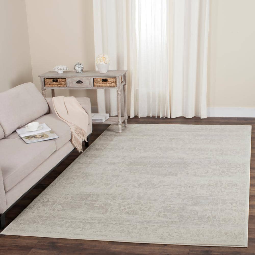 Carnegie Cream and Light Grey Synthetic Rectangular Area Rug