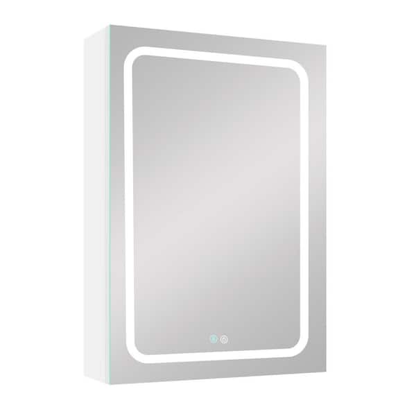 FUNKOL 30 in. W x 20 in. H Rectangular Aluminum Medicine Cabinet with Mirror in White