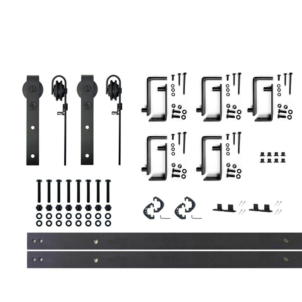 6.6 ft./79 in. Black Rustic Double Track Bypass U-Shape Sliding Barn Door Hardware Kit - Classic Design Roller price history on PriceWatchPro