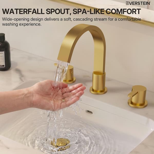EVERSTEIN 3-Hole Waterfall 8 in. Widespread Double Handle High-Arc