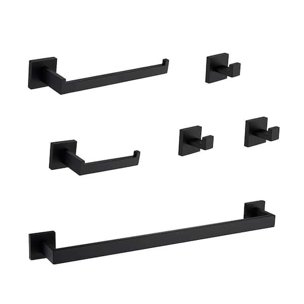 6-Piece Black Bathroom Hardware Set