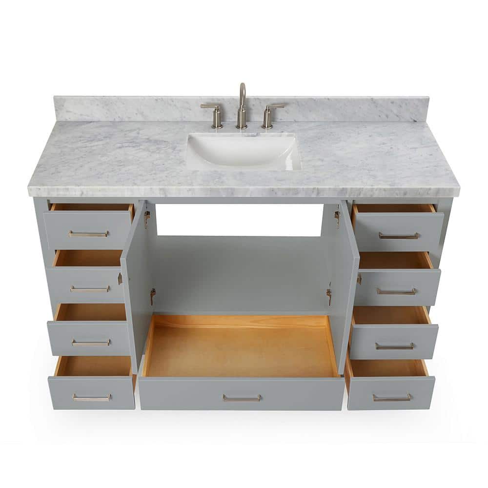 Cambridge 61" Grey Single Basin Vanity with Marble Top