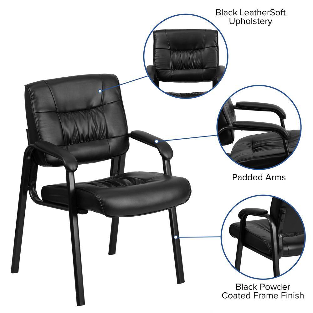 Black Leather and Metal Executive Reception Chair