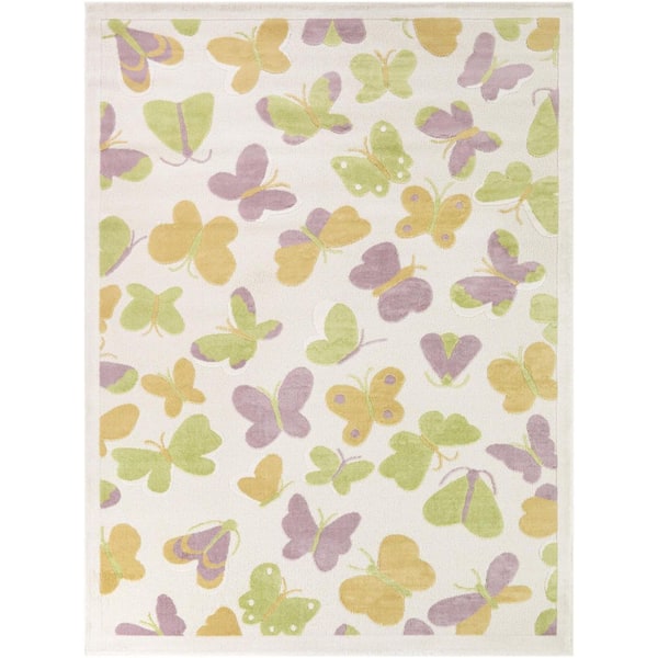 Maggi Multi-Color 5 ft. 3 in. x 7 ft. Kids Butterfly Area Rug