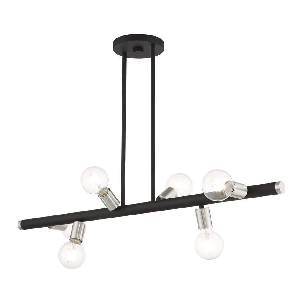 Bannister 6-Light Black and Nickel Linear Chandelier