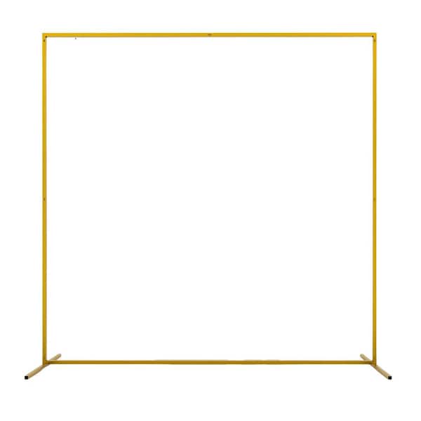 Square Metal Wedding Arch Backdrop Stand 6.6 ft. x 6.6 ft. Gold Balloon Frame for Ceremony Party Decoration Events