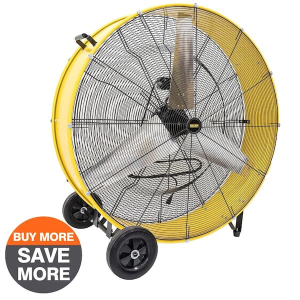 42 in. 2-Speeds Drum Fan in Yellow with Powerful 4/5 HP Motor, for Commercial or Industrial, Turbo Blade