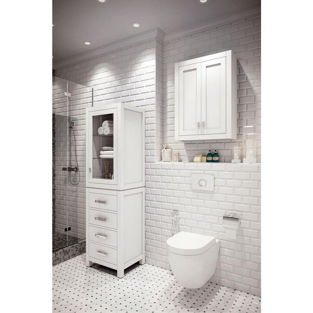 Madison Pure White Solid Hardwood Bathroom Wall Cabinet