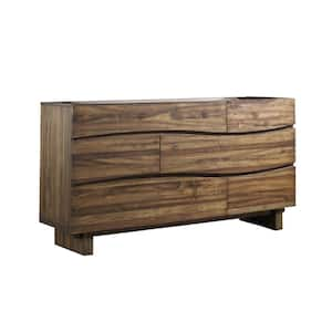 Brown 6-Drawers 64 in. Dresser Without Mirror