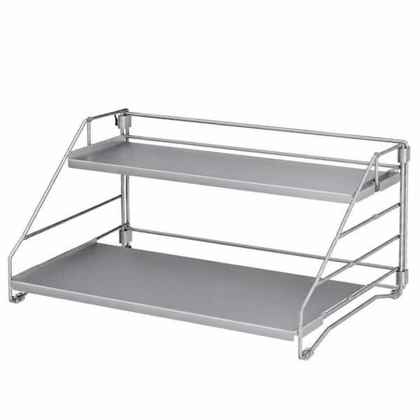 4-Tier Depth Adjustable Metal Spice Rack Organizer for Cabinet, Countertop and Pantry Storage, Gray