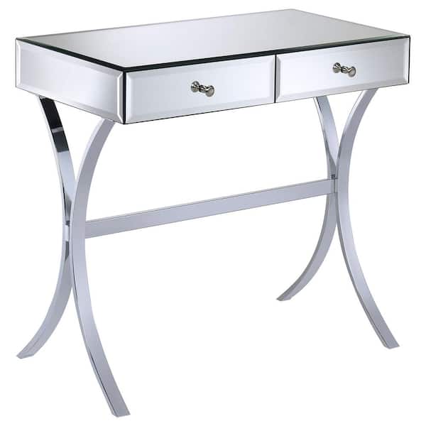 Coaster 35.5in Clear Mirror Rectangle Glass Console Table with 2 Drawers