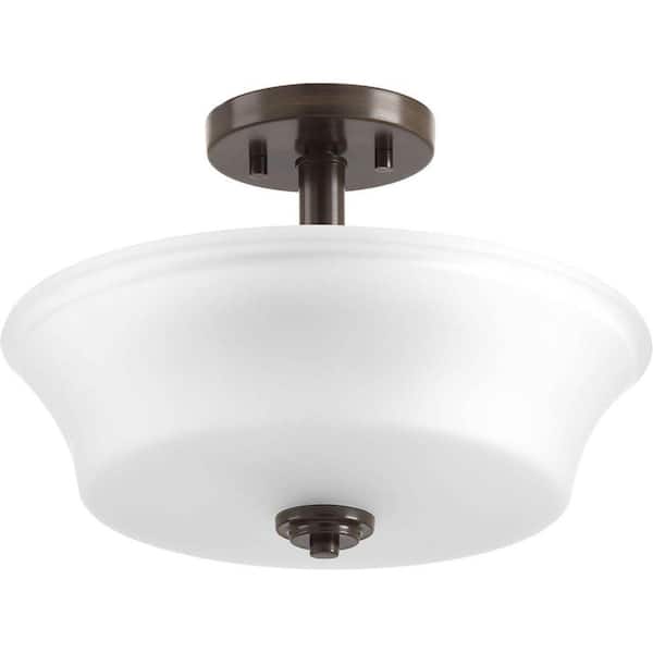 Progress Lighting Cascadia Collection 2-Light Antique Bronze Semi-Flush Mount