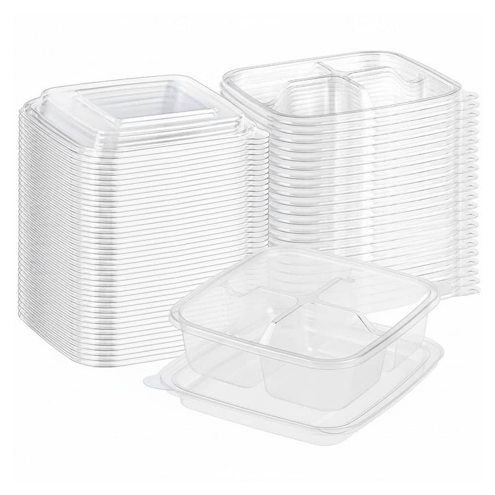 Anqtovp PET Plastic 4-Compartment Disposable Snack Containers with