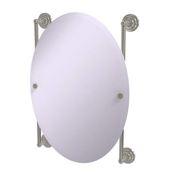 Allied Brass Que New Collection Oval Frameless Rail Mounted Mirror in Satin Nickel