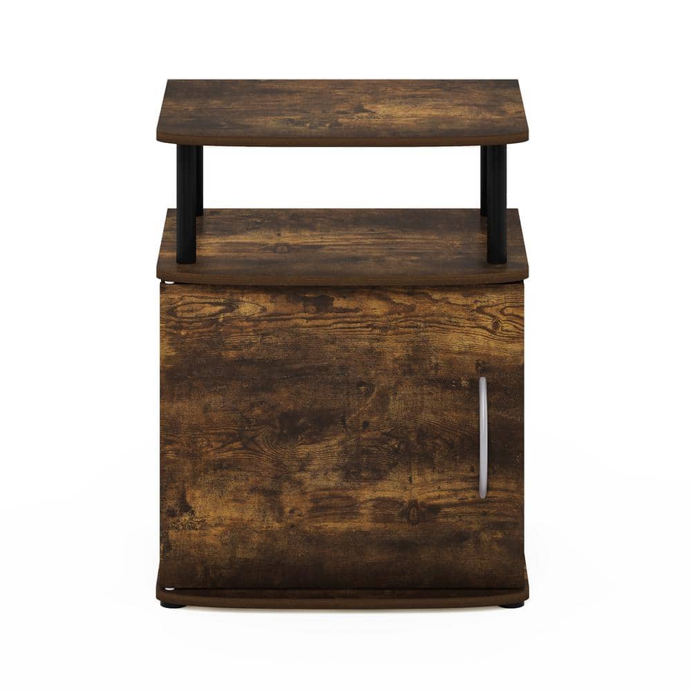 Amber Pine & Black Rectangular End Table with Storage