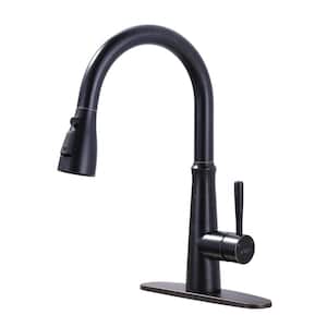 Oil Rubbed Bronze Single Handle Pull Down Sprayer Kitchen Faucet with Advanced Spray and Stream in Vibrant Stainless