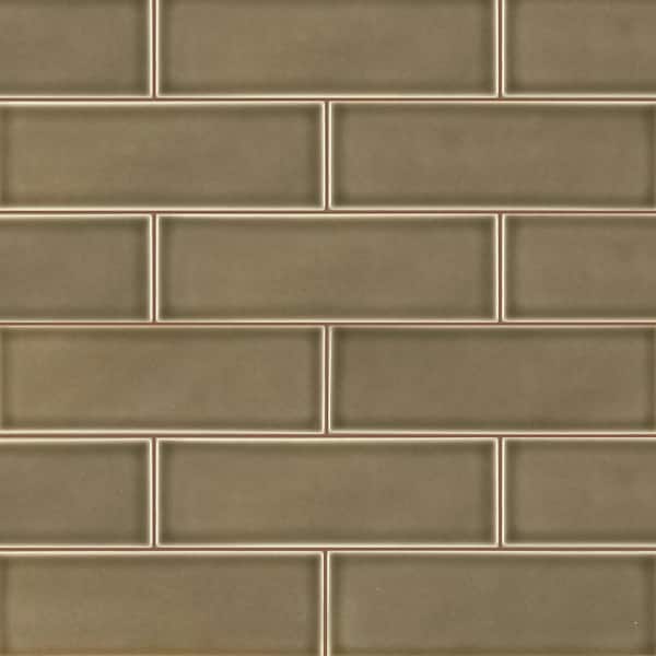 MSI Take Home Tile Sample -Artisan Taupe 4 in. x 4 in. Glossy Ceramic Brown Subway Tile
