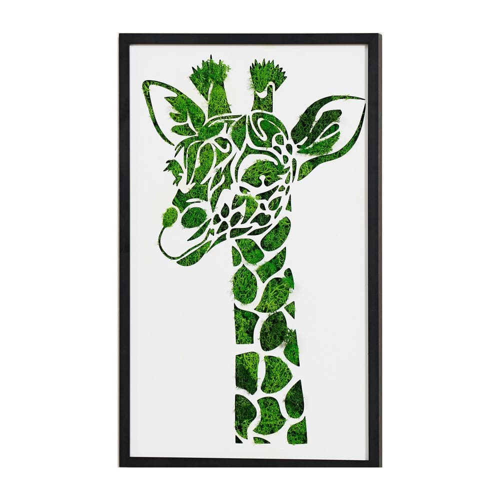 14 in. W x 22 in. H Giraffe Metal Art Moss Wall Decor, Giraffe Design with 