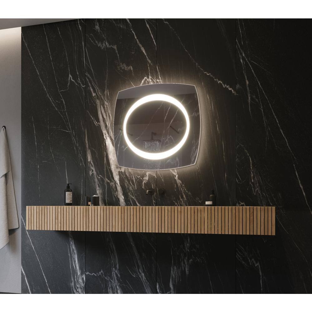 Halo 28 in. W x 28 in. H Irregular Frameless Wall Mounted Bathroom Vanity Mirror 6000K LED