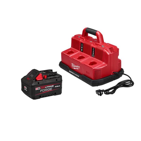 M18 18V Lithium-Ion REDLITHIUM FORGE XC 8.0 Ah Battery Pack w/ 6-Port Sequential Rapid Battery Charger