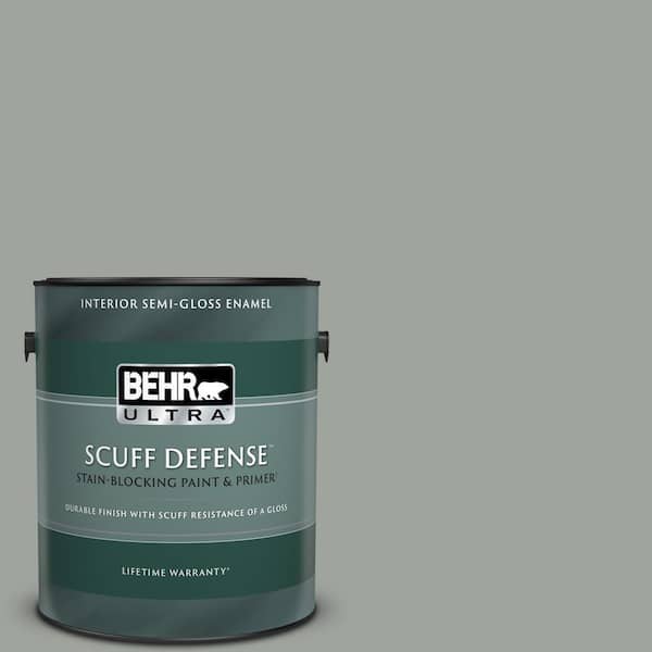 BEHR ULTRA 1 gal. #710F-4 Sage Gray Extra Durable Semi-Gloss Enamel Interior Paint & Primer