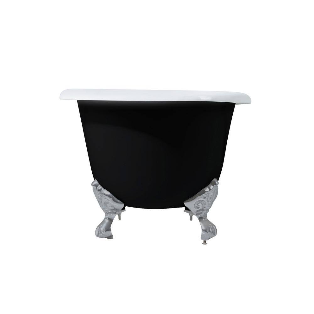 Classic 66-Inch Black and White Cast Iron Double Ended Clawfoot Bathtub