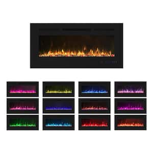 36 in. Built-in and Wall Mounted Electric Fireplace in Black