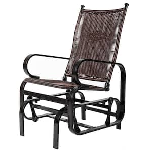 Wicker Outdoor Glider Chair Porch Glider Patio Swing Rocking Lounge Chair with Powder Coated Aluminum Frame